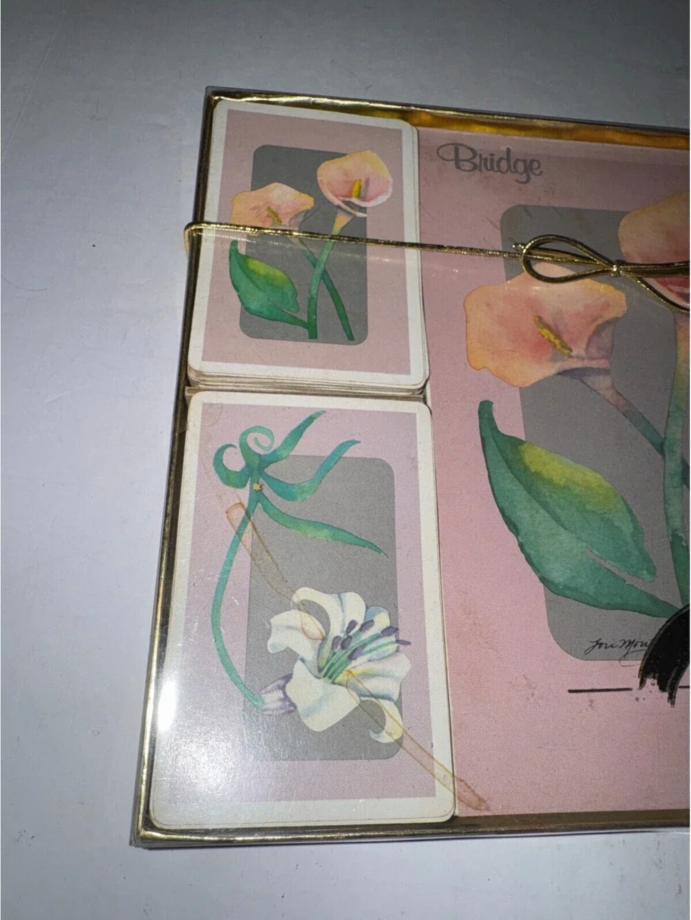 CASPARi Vintage Floral Bridge Playing Card Large Print Card Set Lightly Used